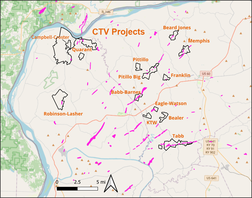 Illinois-Kentucky Fluorspar District fault system geology map — IKFD 17,000 acres CleanTech CTV